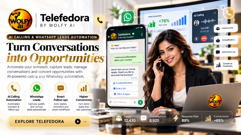 Telefedora by Wolfy AI - AI Calling & WhatsApp Leads Automation